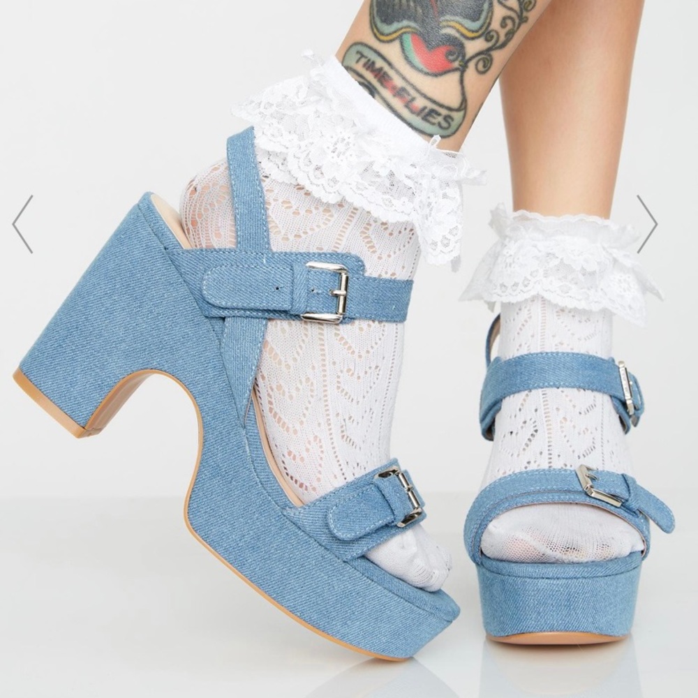Dolls Kill Sky Play Date Platform Heels